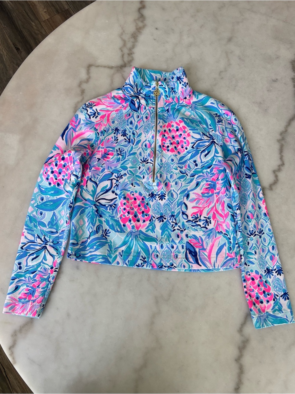 Lilly Pulitzer Skipper Cropped Sweatshirt Zanzibar Blue Party Princess XS